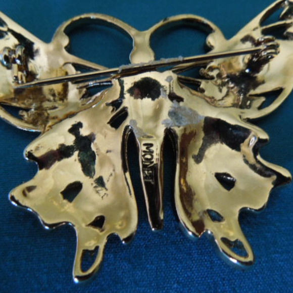 Vintage Monet enameled pin w/rhynestones - Picture 2 of 3